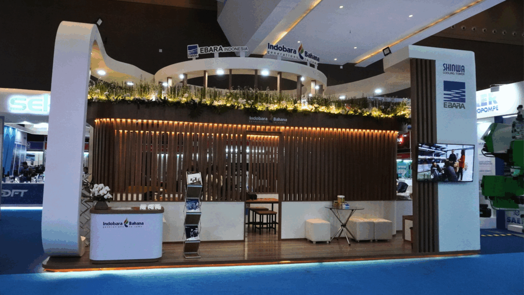 Booth EBARA Indonesia di Indowater 2025 dengan desain modern dan terbuka